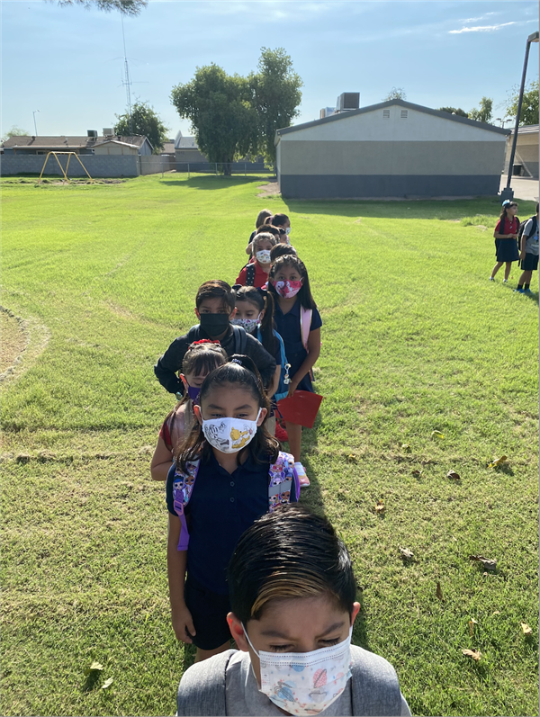 2nd Grade students lined up